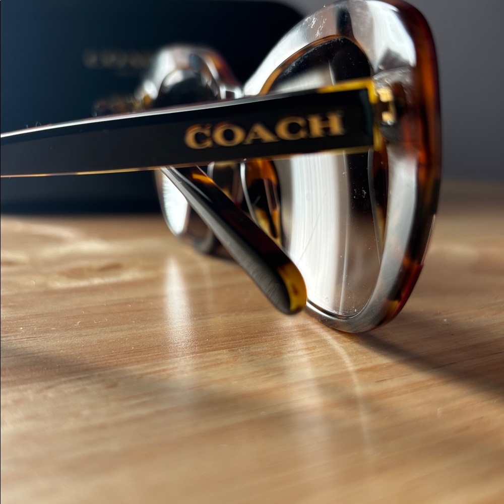 Coach Tortoise Brown and Gold Sunglasses, Coach Cat Eye Sunglasses Case Included - Picture 4 of 16